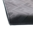 Fendi Shadow Flat Slim Clutch Second FF Pattern Case Pouch Black Leather Silver — view 4