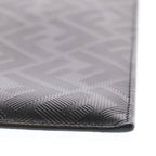 Fendi Shadow Flat Slim Clutch Second FF Pattern Case Pouch Black Leather Silver — view 5