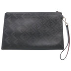 Fendi Shadow Flat Slim Clutch Second FF Pattern Case Pouch Black Leather Silver — view 2