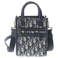 Dior North South Mini Tote Oblique Jacquard Shoulder Bag Gray Navy