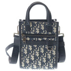 Dior North South Mini Tote Oblique Jacquard Shoulder Bag Gray Navy