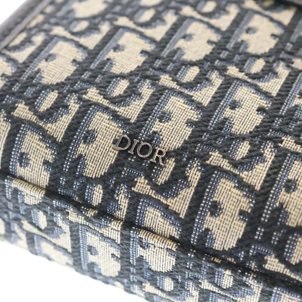 Dior North South Mini Tote Oblique Jacquard Shoulder Bag Gray Navy — view 6