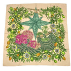 Hermes Carre 90 Passiflores Passion Flower Beige Silk 100% Scarf
