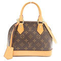 Louis Vuitton Monogram Alma BB 2-Way Shoulder Bag Brown Leather Gold