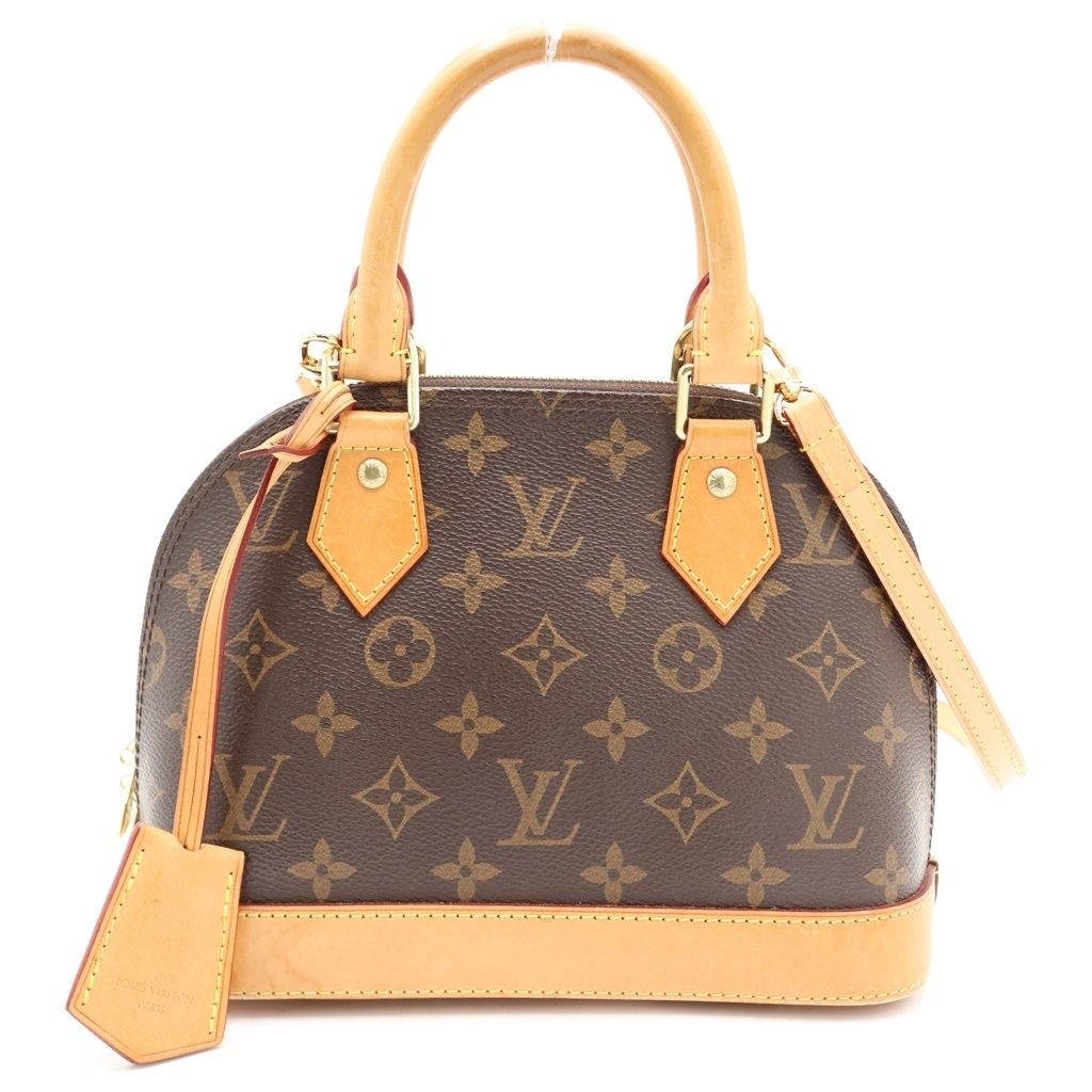 Louis Vuitton Monogram Alma BB 2-Way Shoulder Bag Brown Leather Gold
