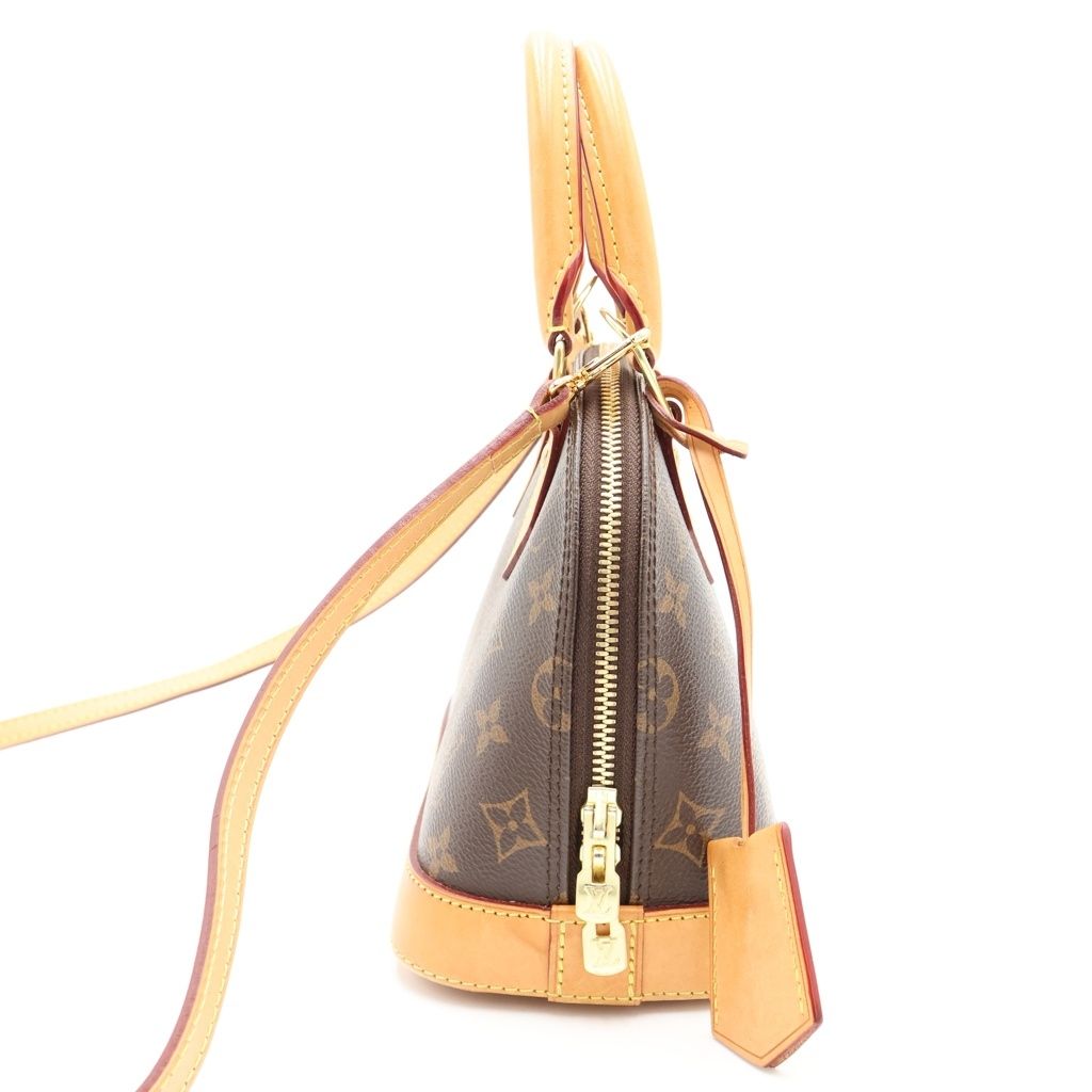 Louis Vuitton Monogram Alma BB 2-Way Shoulder Bag Brown Leather Gold — view 3