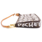 Louis Vuitton Monogram Graffiti Pochette Handbag Case Pouch Brown Leather Gold — view 3