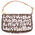 Louis Vuitton Monogram Graffiti Pochette Handbag Case Pouch Brown Leather Gold