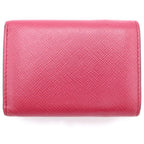 Prada Saffiano Trifold Wallet Compact Coin Case Black Pink Leather Gold — view 2