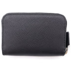Prada Saffiano Coin Case Mini Wallet Black Leather 2 003 Silver — view 2