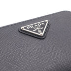 Prada Saffiano Coin Case Mini Wallet Black Leather 2 003 Silver — view 5