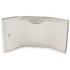 Prada Saffiano Trifold Wallet Compact Coin Case White Leather Silver — view 4