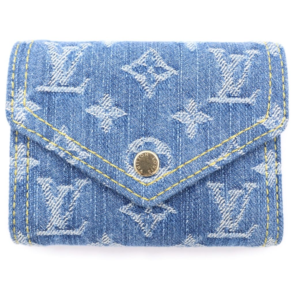 Louis Vuitton Monogram Denim Portefeuille Victorine Compact Wallet Trifold