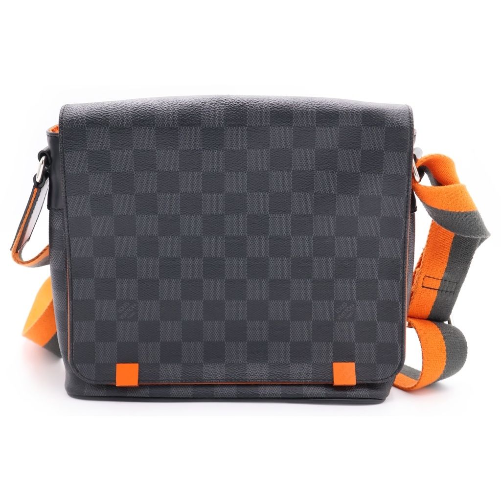 Louis Vuitton Damier Graphite District Pmnm Shoulder Bag Black Orange Leather