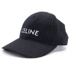 Celine Logo Stripe Baseball Cap Hat Black