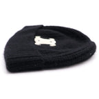 Celine Triomphe Logo Cashmere Knit Cap Hat Black — view 4
