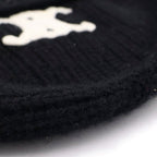 Celine Triomphe Logo Cashmere Knit Cap Hat Black — view 6