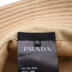 Prada Triangle Logo Drill Bucket Hat Beige — view 7