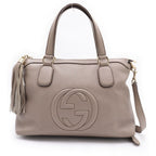 Gucci Soho 2-Way Shoulder Bag Gray Leather Gold