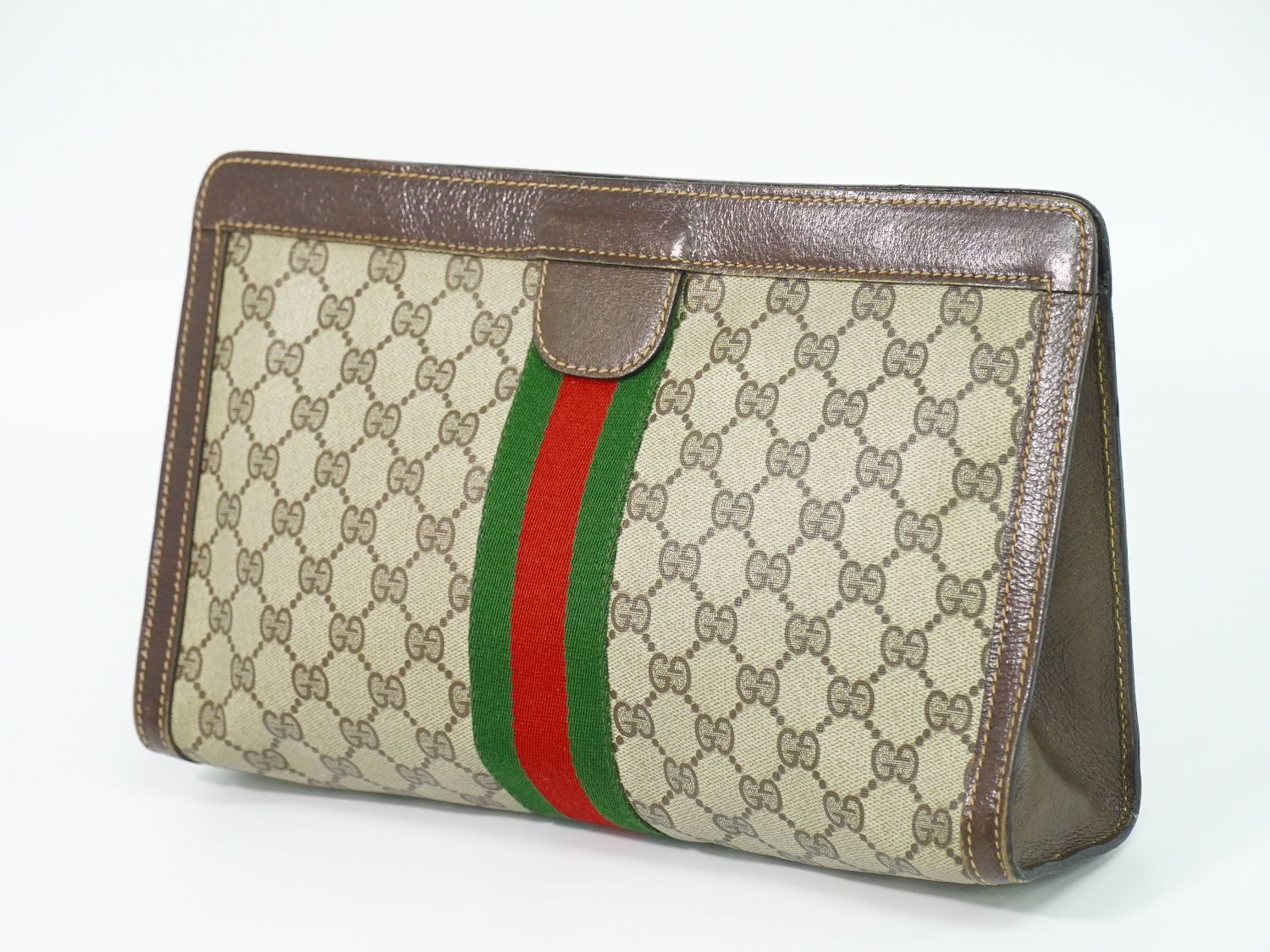 Gucci Parfums Sherry Line GG Supreme Clutch Beige Brown — view 2