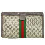 Gucci Parfums Sherry Line GG Supreme Clutch Beige Brown
