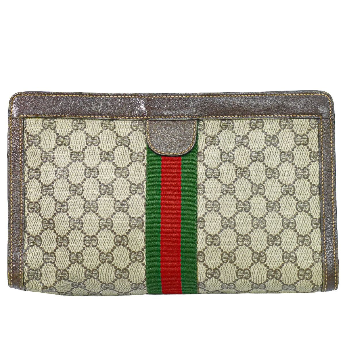 Gucci Parfums Sherry Line GG Supreme Clutch Beige Brown