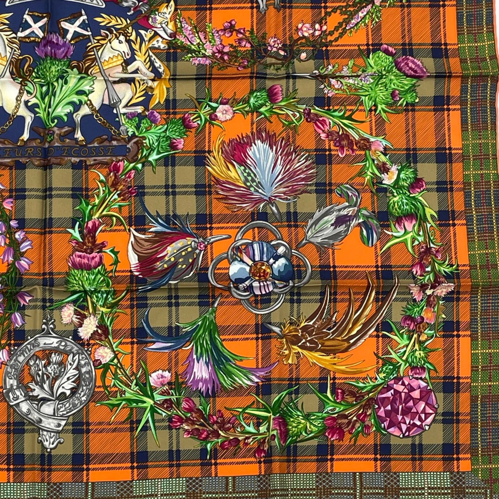 Hermes Carre 90 Silk Scarf Fleurs D'ecosse Scottish Flower Multicolor — view 5