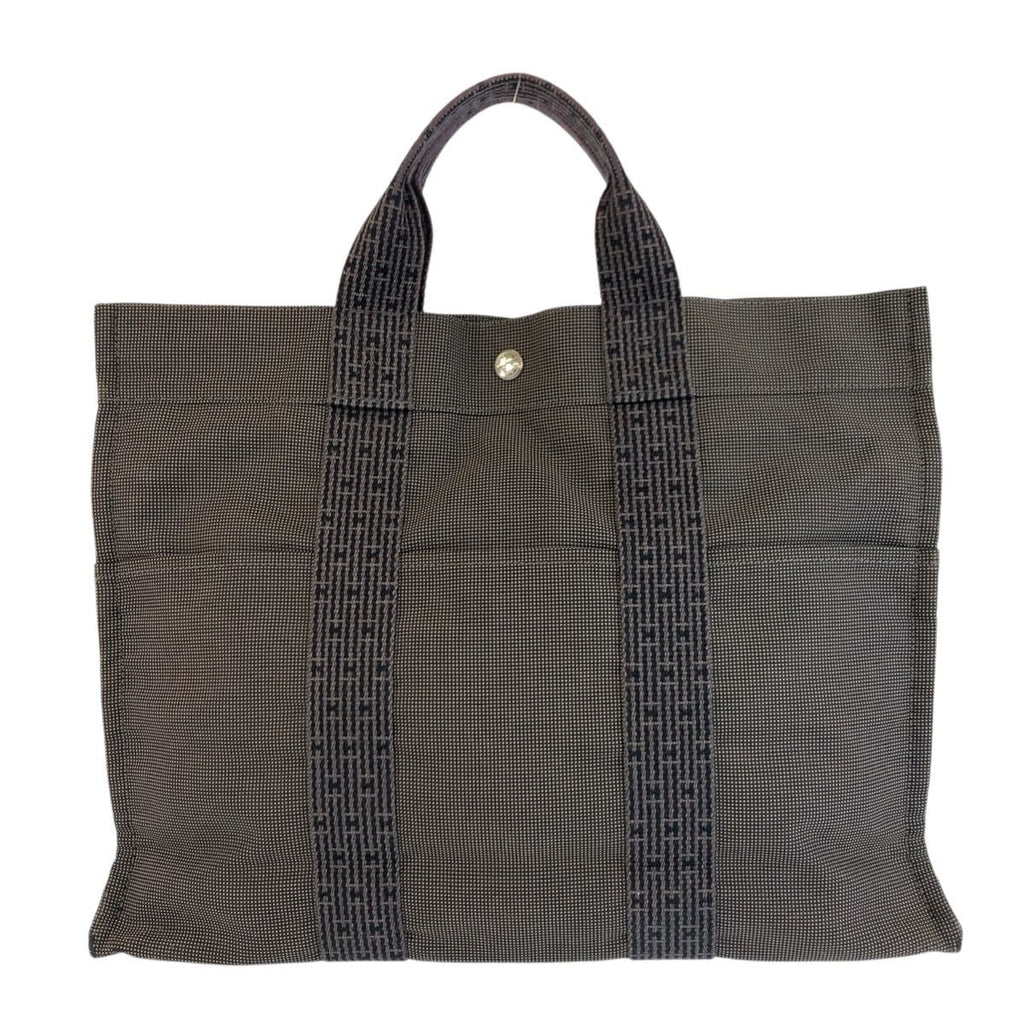 Hermes Her Line Gray Silver Polyamide Polyester Tote