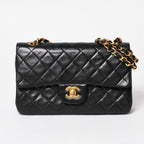 Chanel Quilted 23 Double Flap Chain Shoulder Bag CC Logo Lambskin Black