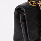 Chanel Quilted 23 Double Flap Chain Shoulder Bag CC Logo Lambskin Black — view 5