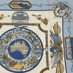 Hermes Carre 90 le Geographe Geographer Blue Multicolor Silk Scarf — view 3