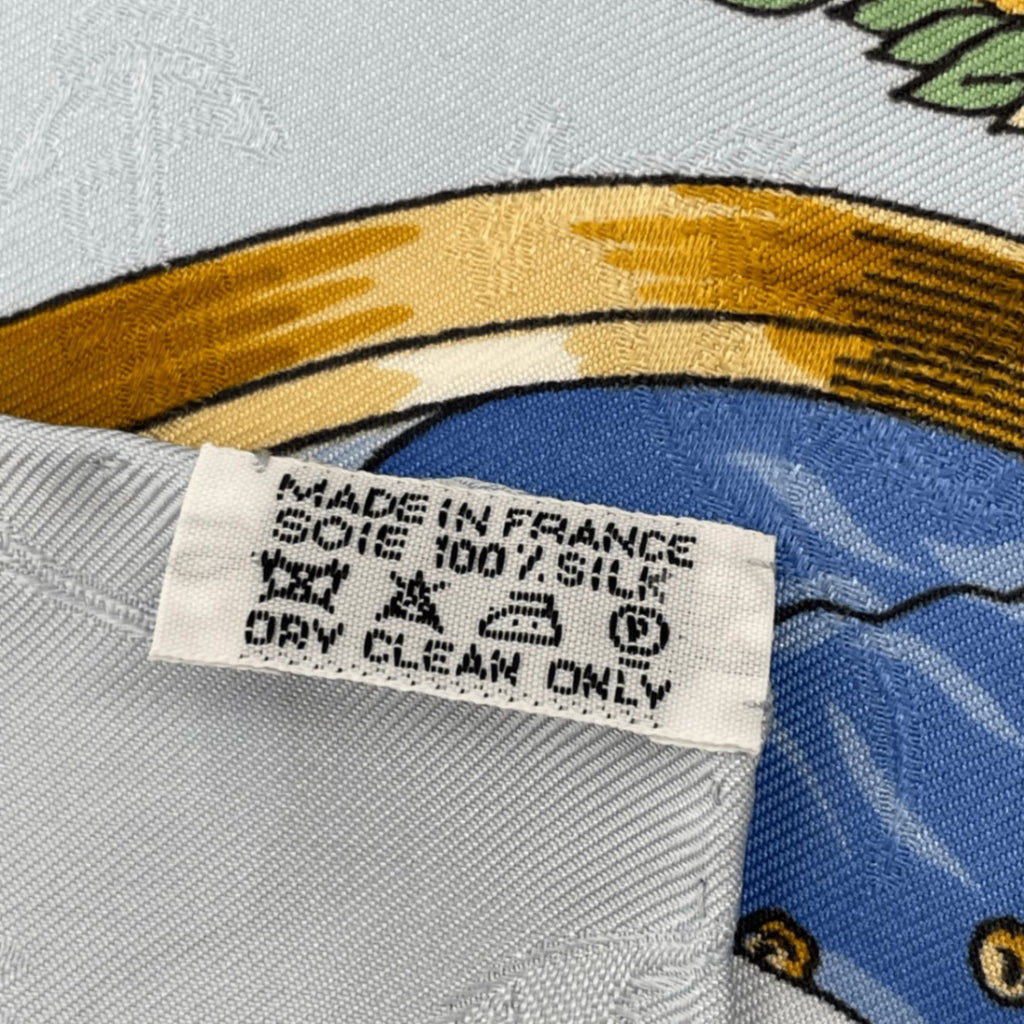 Hermes Carre 90 le Geographe Geographer Blue Multicolor Silk Scarf