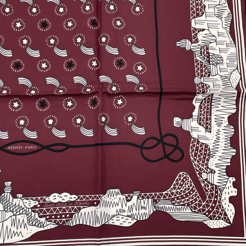 Hermes Scarf les Canyons Etoiles From the to the Stars Silk Bordeaux — view 5