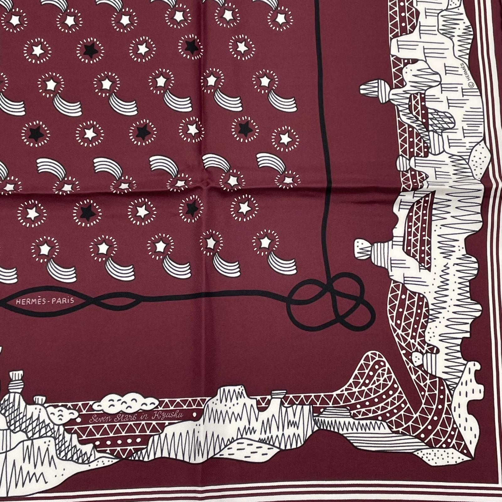 Hermes Scarf les Canyons Etoiles From the to the Stars Silk Bordeaux — view 5