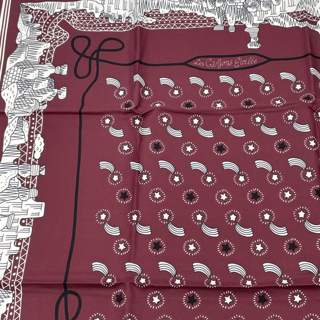 Hermes Scarf les Canyons Etoiles From the to the Stars Silk Bordeaux — view 2