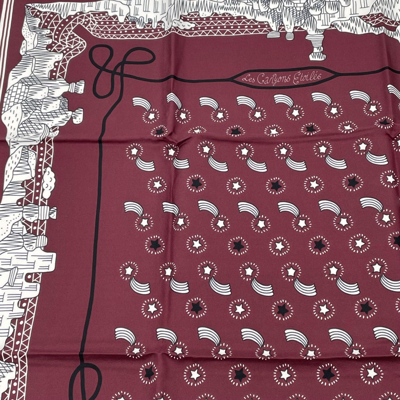 Hermes Scarf les Canyons Etoiles From the to the Stars Silk Bordeaux — view 2