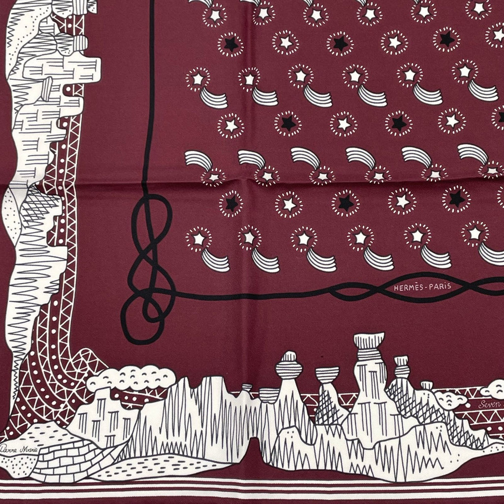 Hermes Scarf les Canyons Etoiles From the to the Stars Silk Bordeaux — view 4