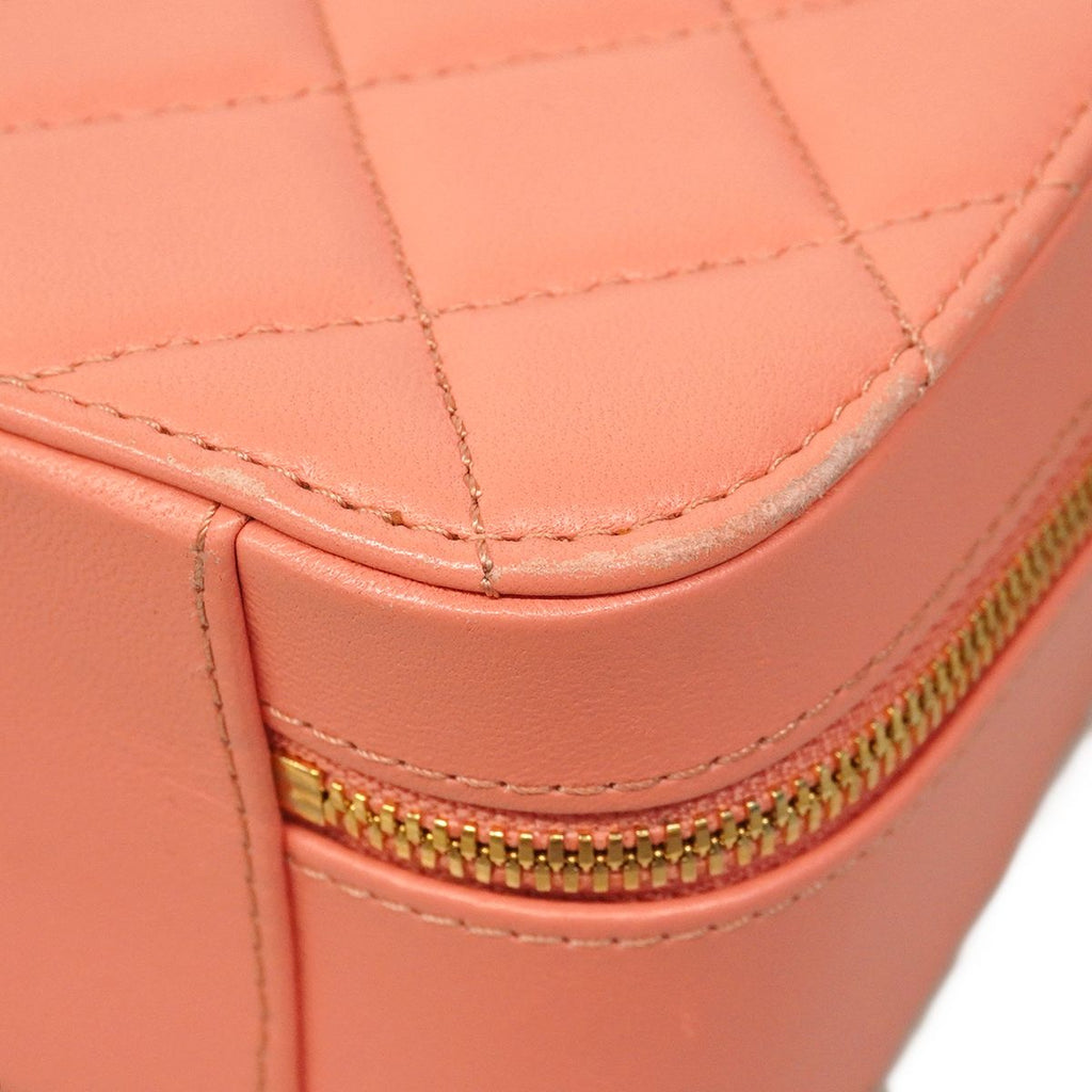 Chanel Handbag Quilted Lambskin Salmon Pink Gold 2-Way — view 6