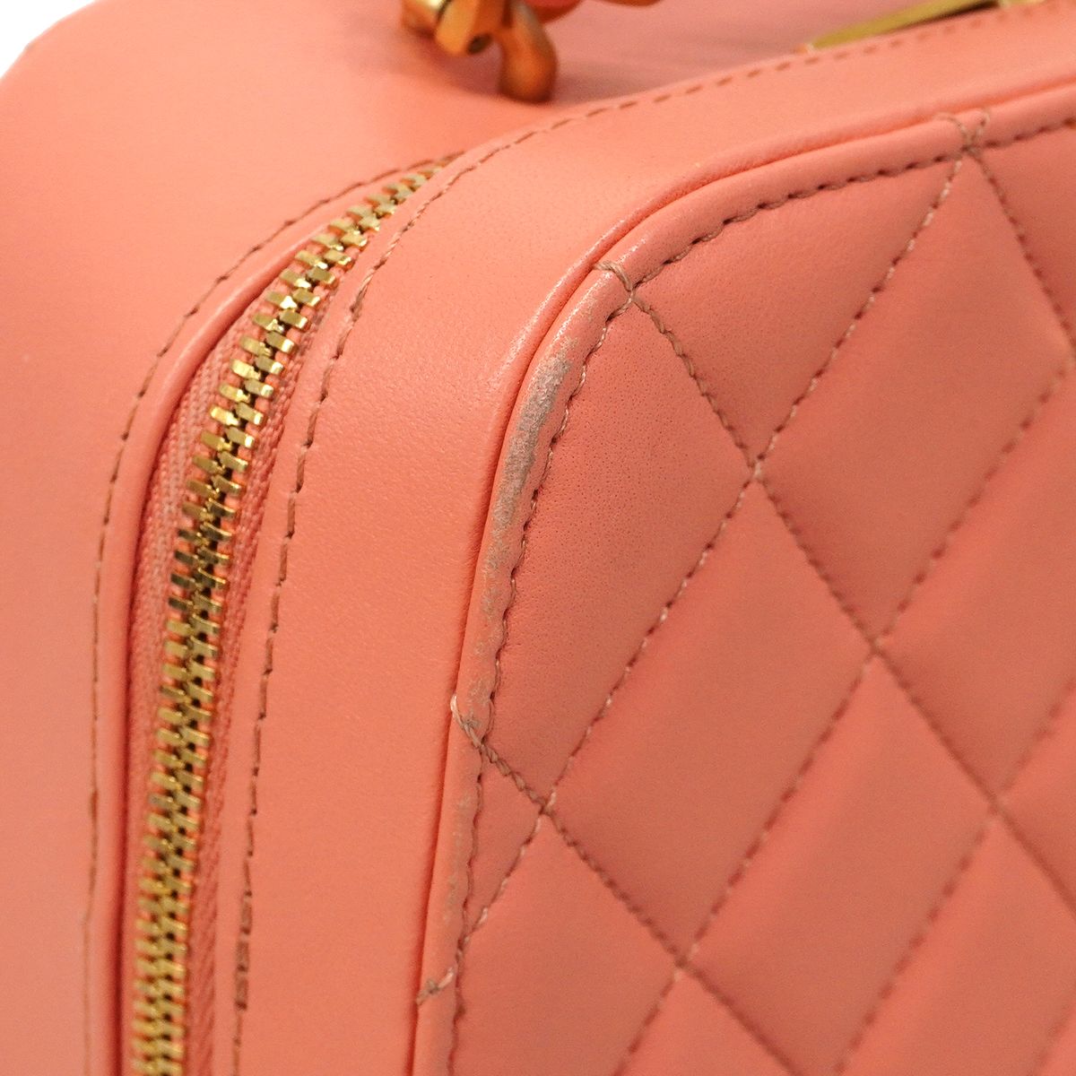 Chanel Handbag Quilted Lambskin Salmon Pink Gold 2-Way — view 7