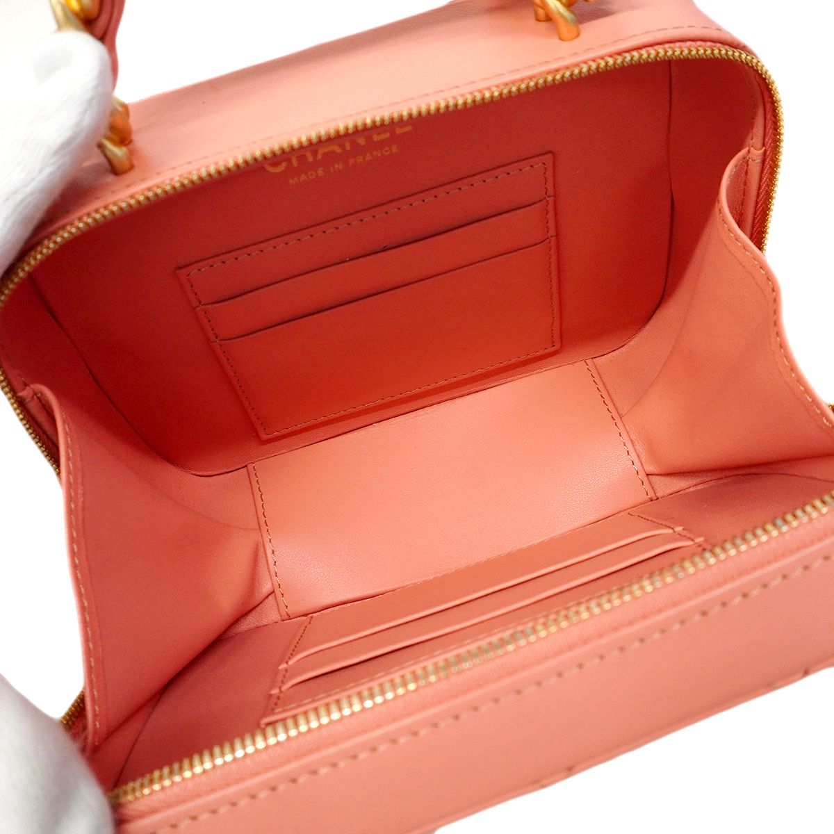 Chanel Handbag Quilted Lambskin Salmon Pink Gold 2-Way — view 4