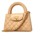 Chanel Handbag Quilted Calfskin Beige Gold 2-Way
