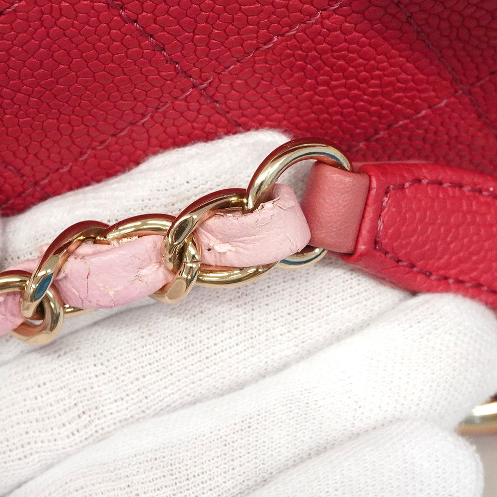 Chanel Handbag Quilted Caviar Leather Pink Gold 2-Way — view 7