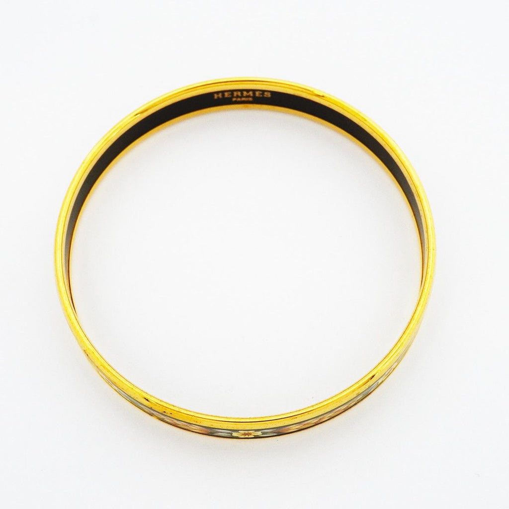 Hermes Bangle Enamel PM Gold Plated Cloisonne Green Bracelet — view 3