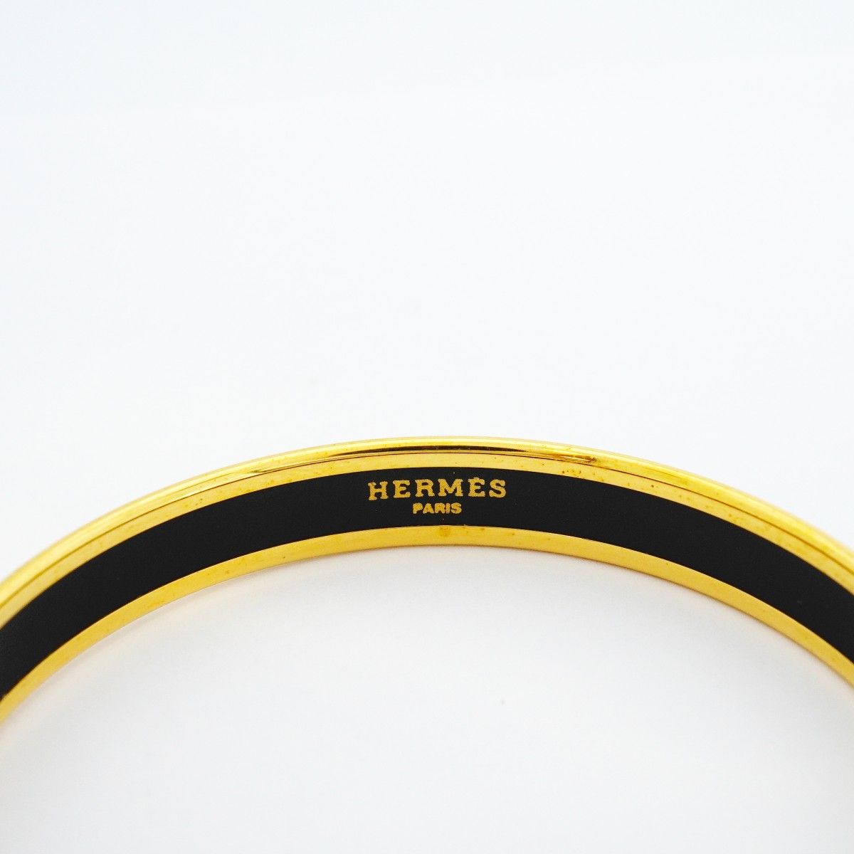 Hermes Bangle Enamel PM Gold Plated Cloisonne Green Bracelet — view 4