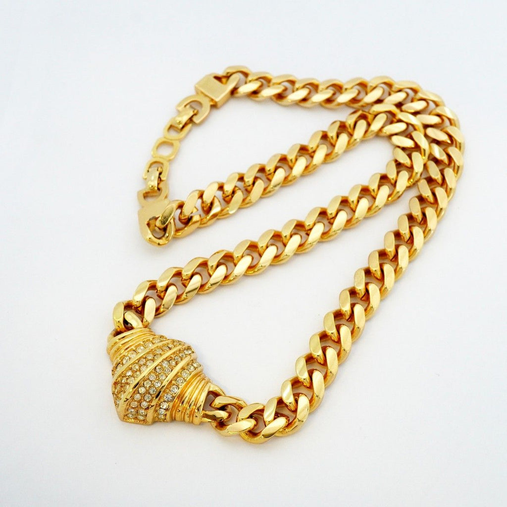 Dior Necklace Gold Plated Rhinestone — view 3