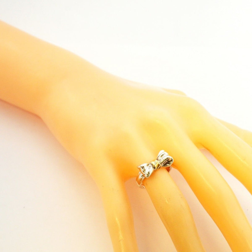 Tiffany & Co Ring Ribbon Motif 18k Yellow Gold 925 Sterling Silver — view 6