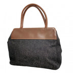 Chanel Tote Denim Brown Black Silver