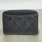 Chanel Trifold Wallet Quilted Caviar Leather Black Gold — view 5