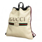 Gucci Backpack Drawstring Leather Ivory Gold