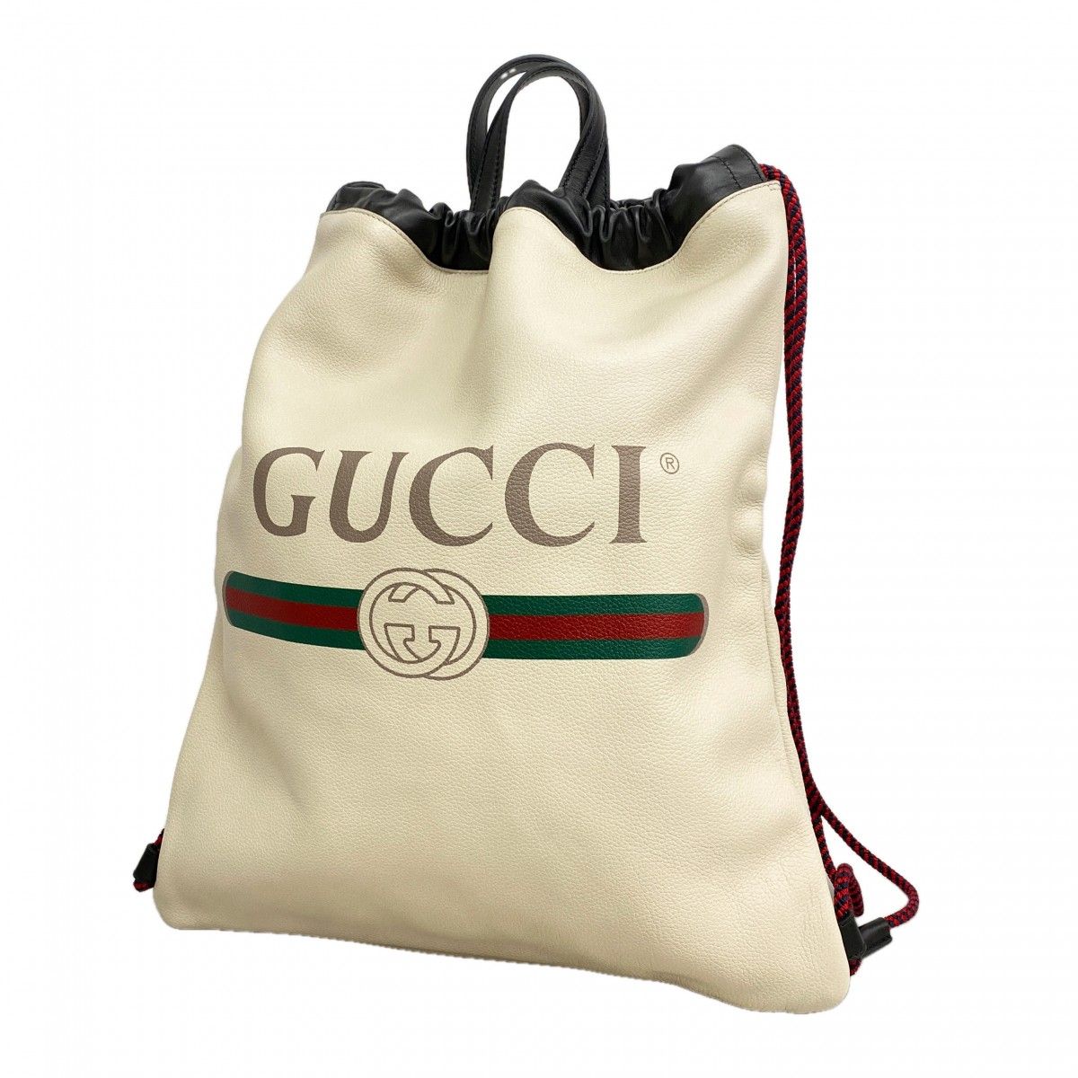 Gucci Backpack Drawstring Leather Ivory Gold
